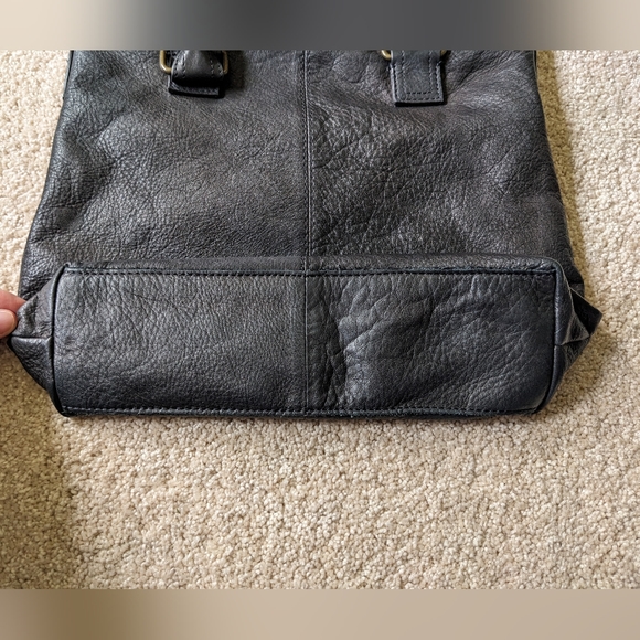 American Leather Co. Jamestown Black Double Top Handle Shoulder Crossbody Bag - Picture 4 of 16